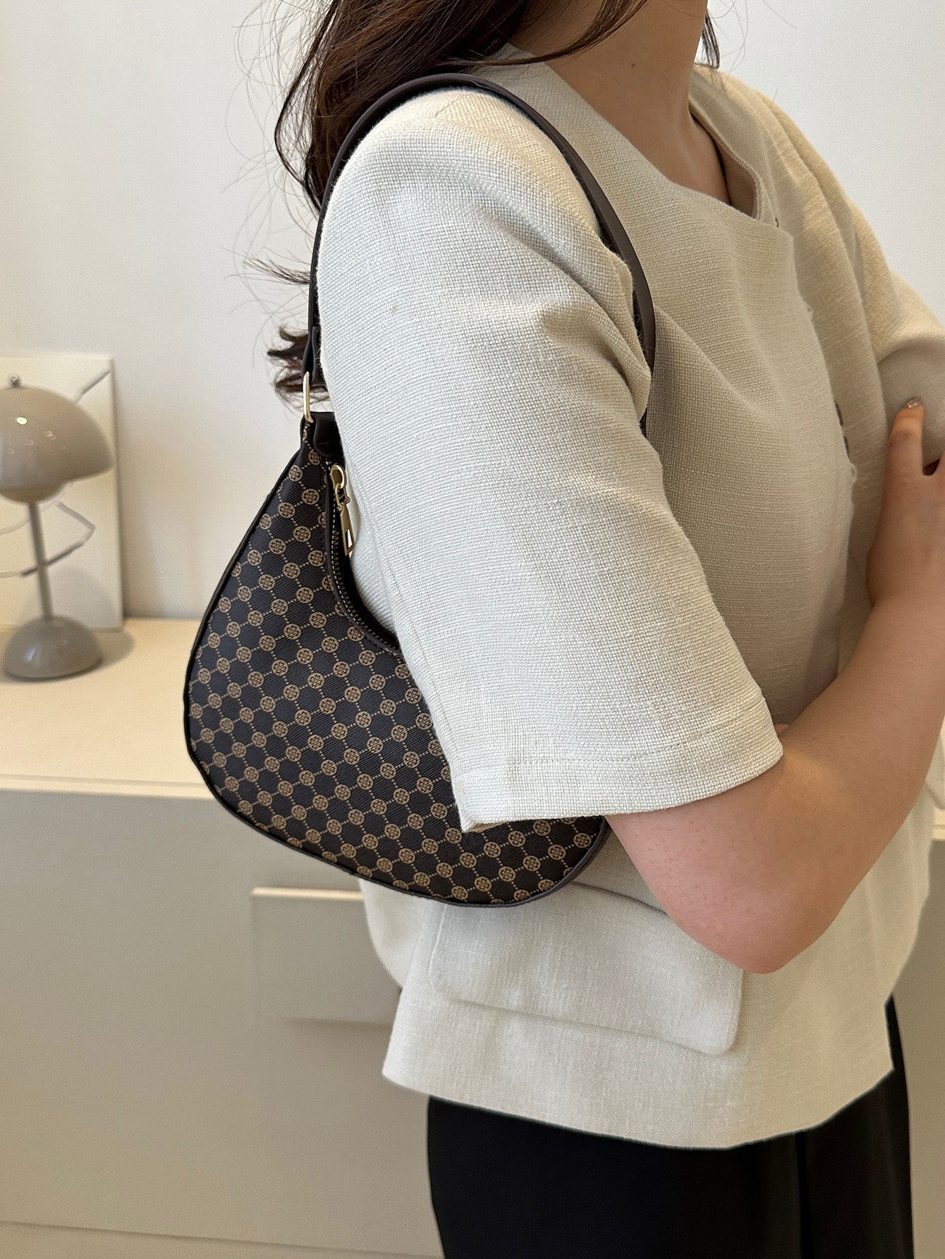 Fashionable Geometric Pattern Hobo Bag