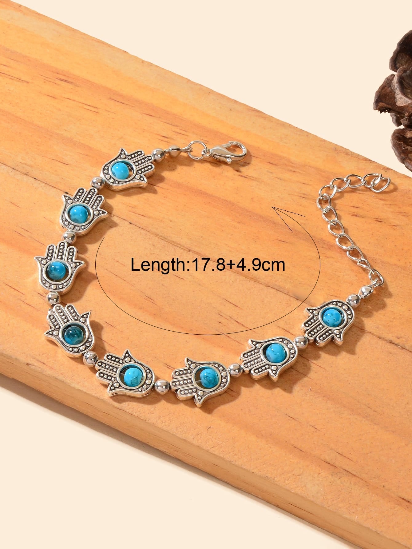 1Pc Vintage Ladies' Blue Turquoise Beaded Bracelet