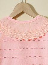 Little Girls' Lace Splice Cardigan with Single Button Closure