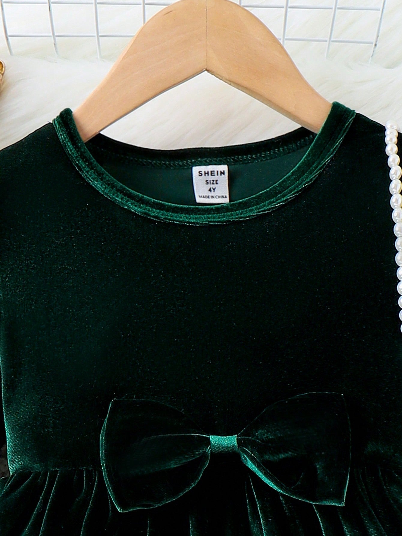 SHEIN Kids CHARMNG Young Girl Bow Front Gigot Sleeve Dress