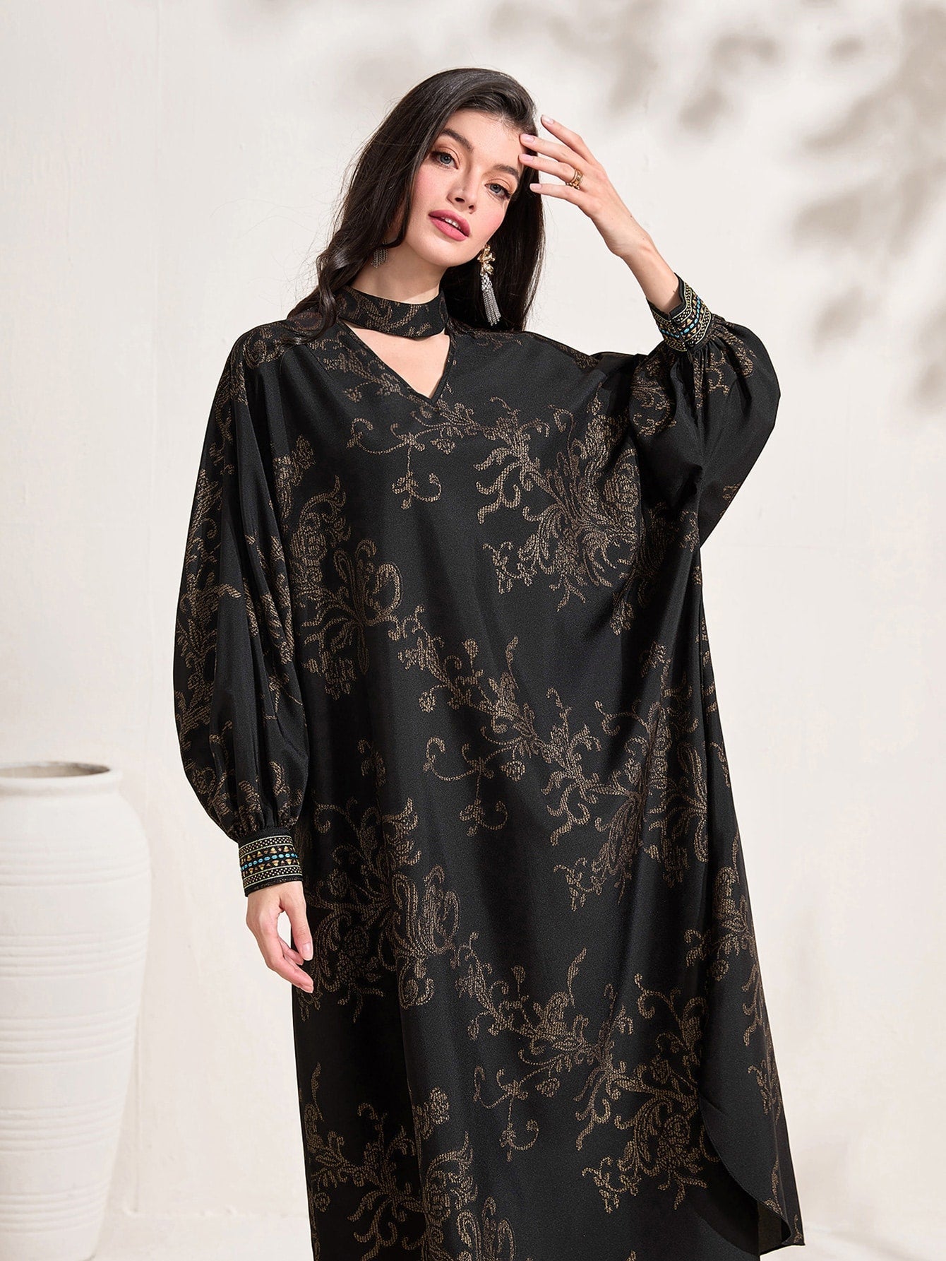 SHEIN Najma Floral Print Batwing Sleeve Dress
