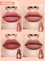 SHEGLAM Mega Lip Stacks-Nude-Bare Stack 4 in 1 Creamy-Matte Nude Lipstick Kit High Pigment Non-Drying Portable Travel Lipstick Kit Lip Makeup Black Friday Lipstick