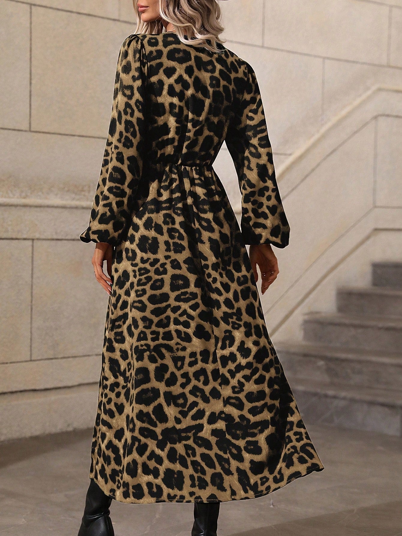 Leopard Print Split Thigh Dress