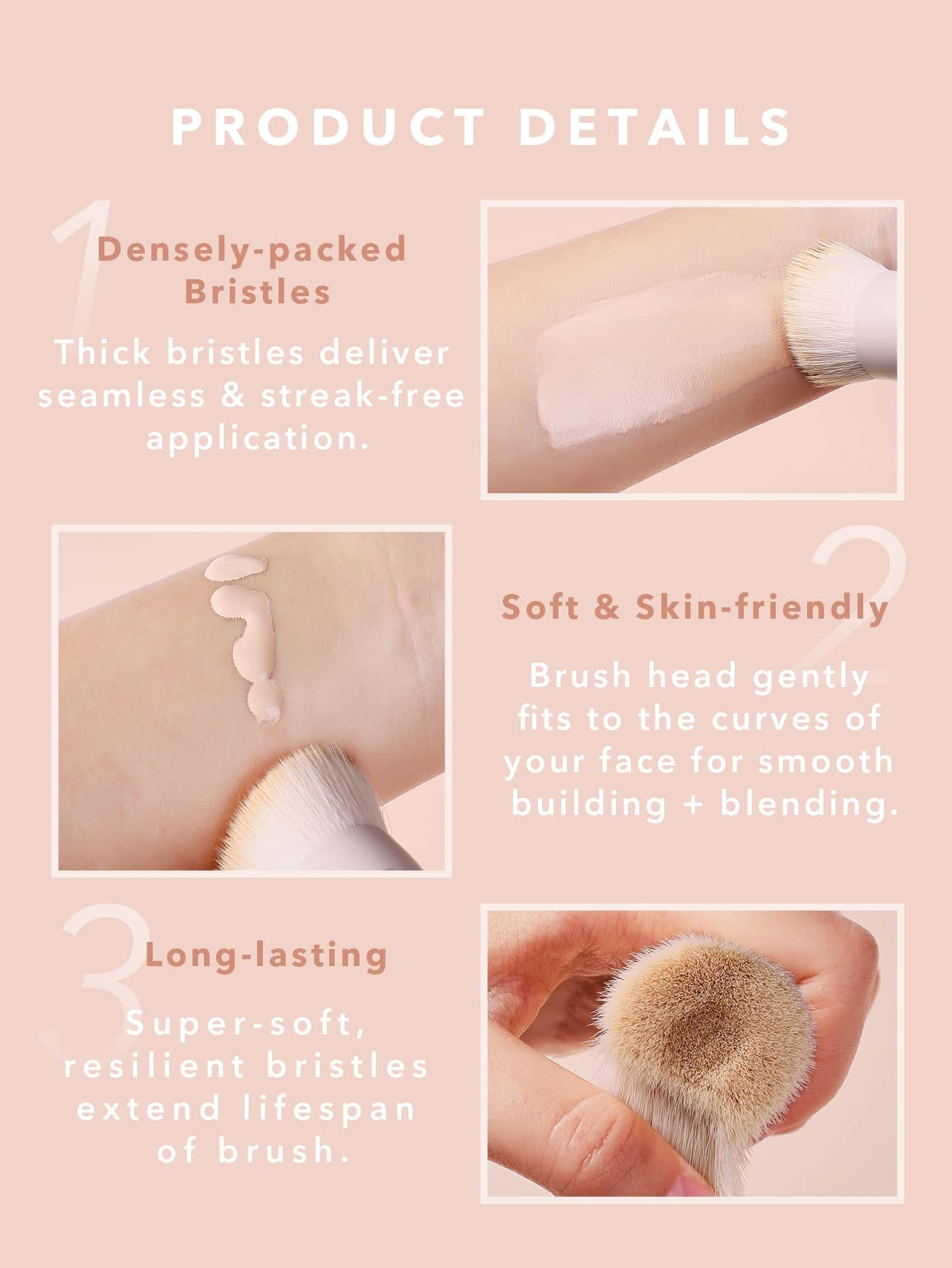SHEGLAM Skinfinite Foundation Brush Synthetic Flat Top Grooved Design Foundation Brush Professional Makeup Brush Liquid Blending Makeup Tool Black Friday Winter Gifts Face Brush