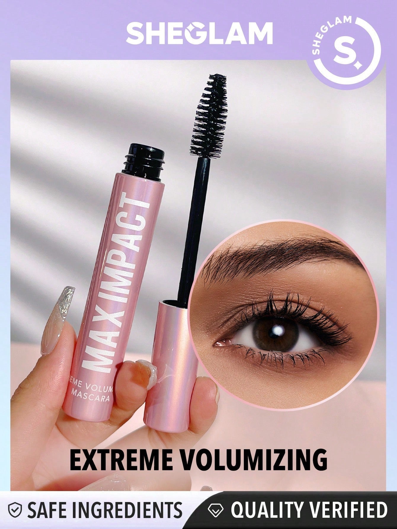 SHEGLAM Max Impact Extreme Volumizing Mascara Waterproof Lengthening Quick Drying No Smudge Long Lasting Thick Smooth Black Mascara Eye Makeup Black Friday Winter Y2K Mascara