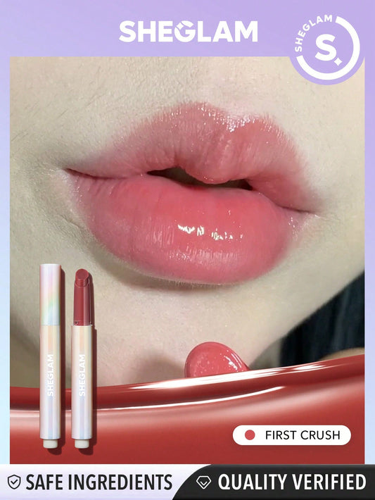 SHEGLAM Pout-Perfect Shine Lip Plumper-First Crush Moisturizing Plumping Solid Lip Gloss Non-Stick Nourishing Lip Plumping Serum Coconut Oil Lipstick Lip Cosmetics Summer Vibe Lip Plumper