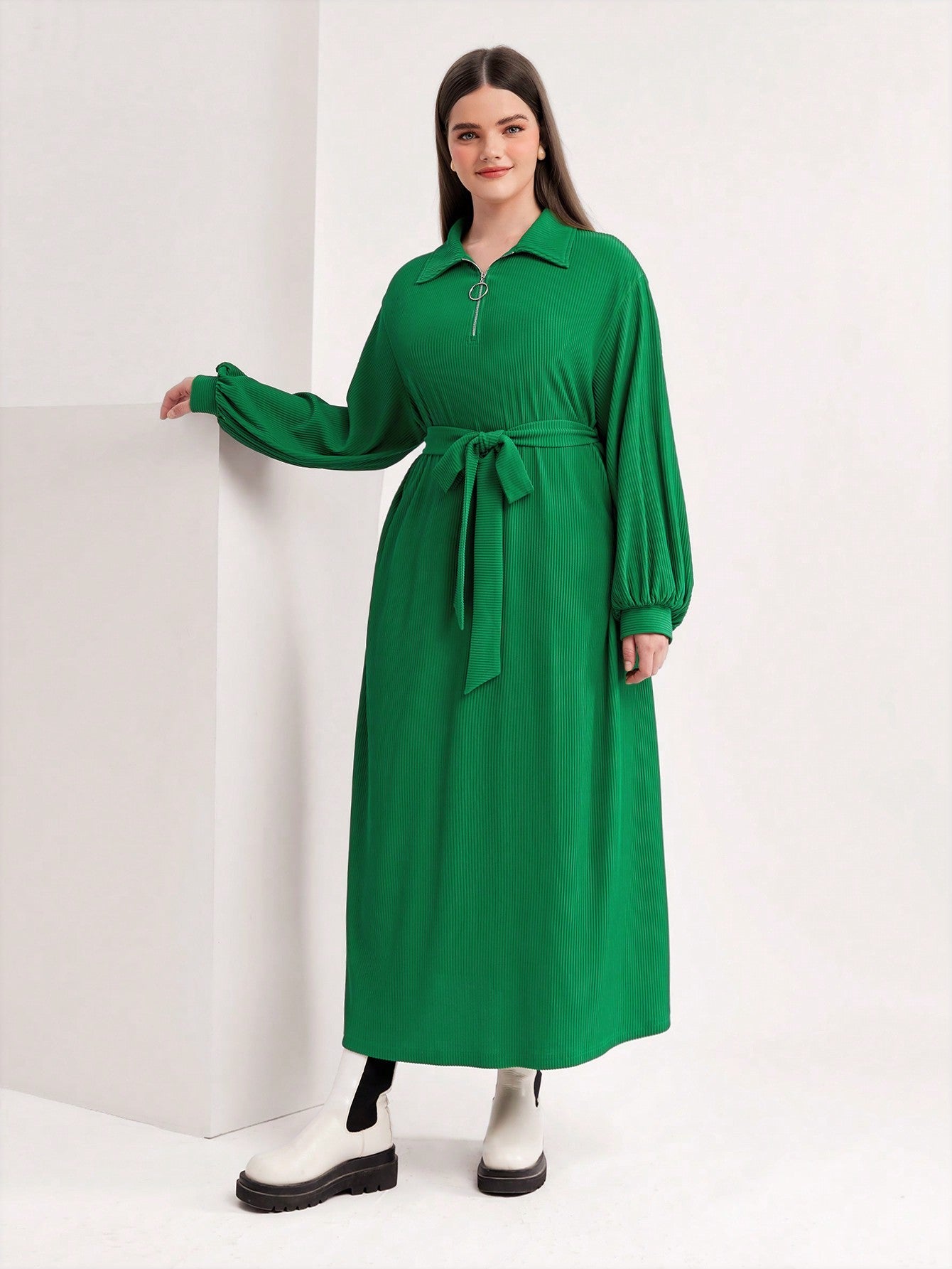 SHEIN Mulvari plus Drop Shoulder Belted Dress
