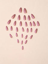 30Pcs Sweet Style Long Pointed Purple Laser Sequins False Nails with 1Pc Nail File and 1Pc Jelly Glue Included