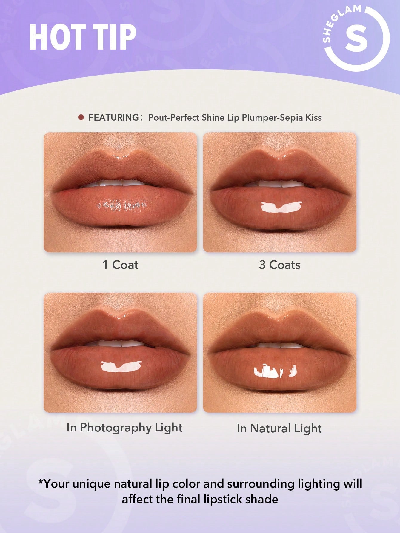 SHEGLAM Pout-Perfect Shine Lip Plumper-First Crush Moisturizing Plumping Solid Lip Gloss Non-Stick Nourishing Lip Plumping Serum Coconut Oil Lipstick Lip Cosmetics Summer Vibe Lip Plumper