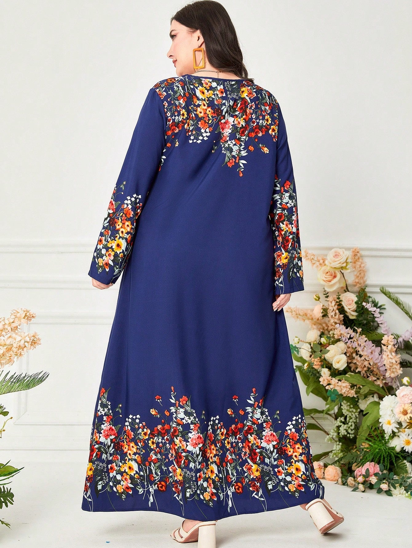 SHEIN Mulvari plus Floral Print Tunic Dress
