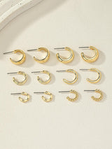 6Pairs/Set Fashionable Zinc Alloy Spring Design Cuff Hoop Earrings for Women for Daily Decoration