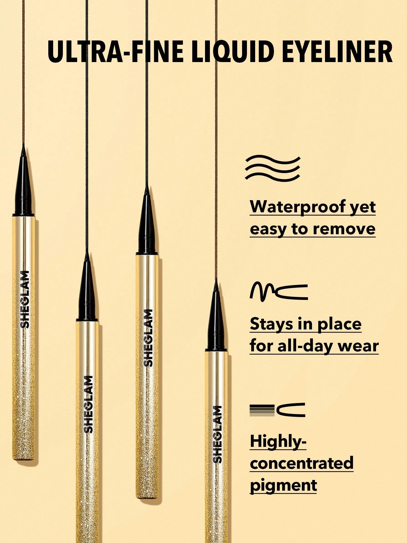 SHEGLAM Line & Define Waterproof Liquid Eyeliner - Black Long Lasting Matte Eyeliner Pencil Sweat-Proof No Smudge Professional Eye Make up Black Friday Party Eyeliner