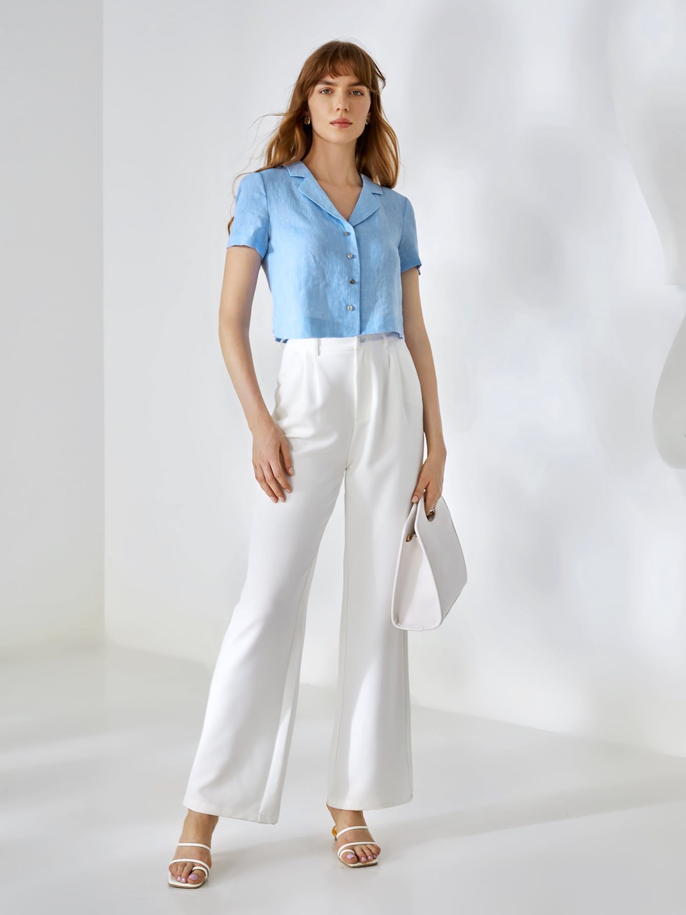 MOTF PREMIUM 100% LINEN CROPPED BLOUSE
