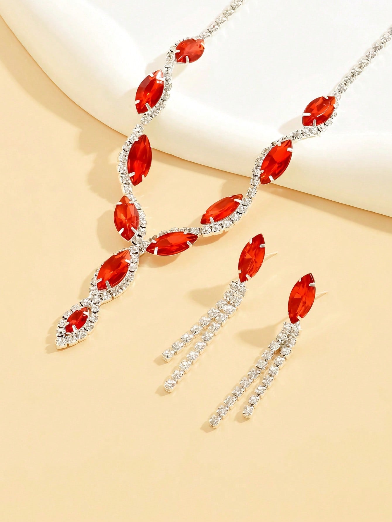 Jewelry Set for Women, Blue Crystal Necklace and Earrings Set