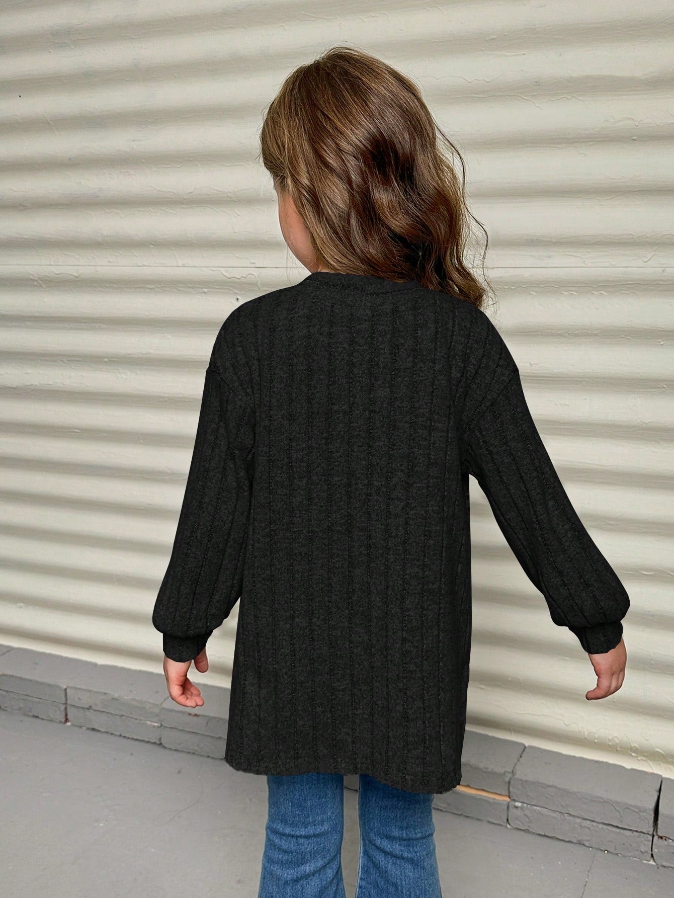 SHEIN Young Girl Drop Shoulder Open Front Coat