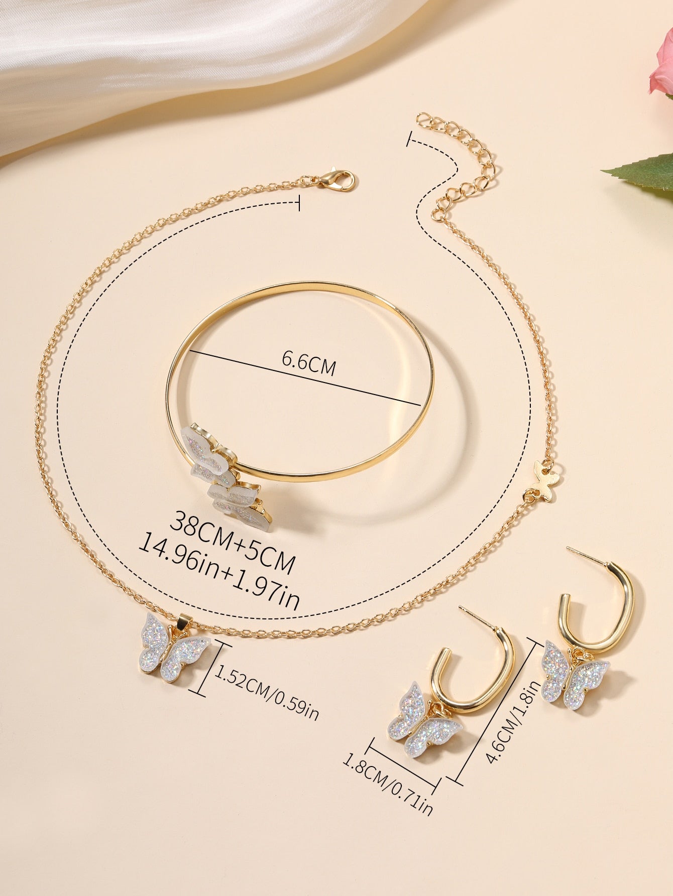 4Pcs Butterfly Decor Jewelry Set