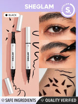 SHEGLAM Wing It Waterproof Liner Duo - Black 2 in 1 Waterproof Liquid Eyeliner Wing Stamp Pen Cat Eye Smudge-Proof Long Lasting Ultra-Fine Winged Eyeliner Black Friday Party Eyeliner