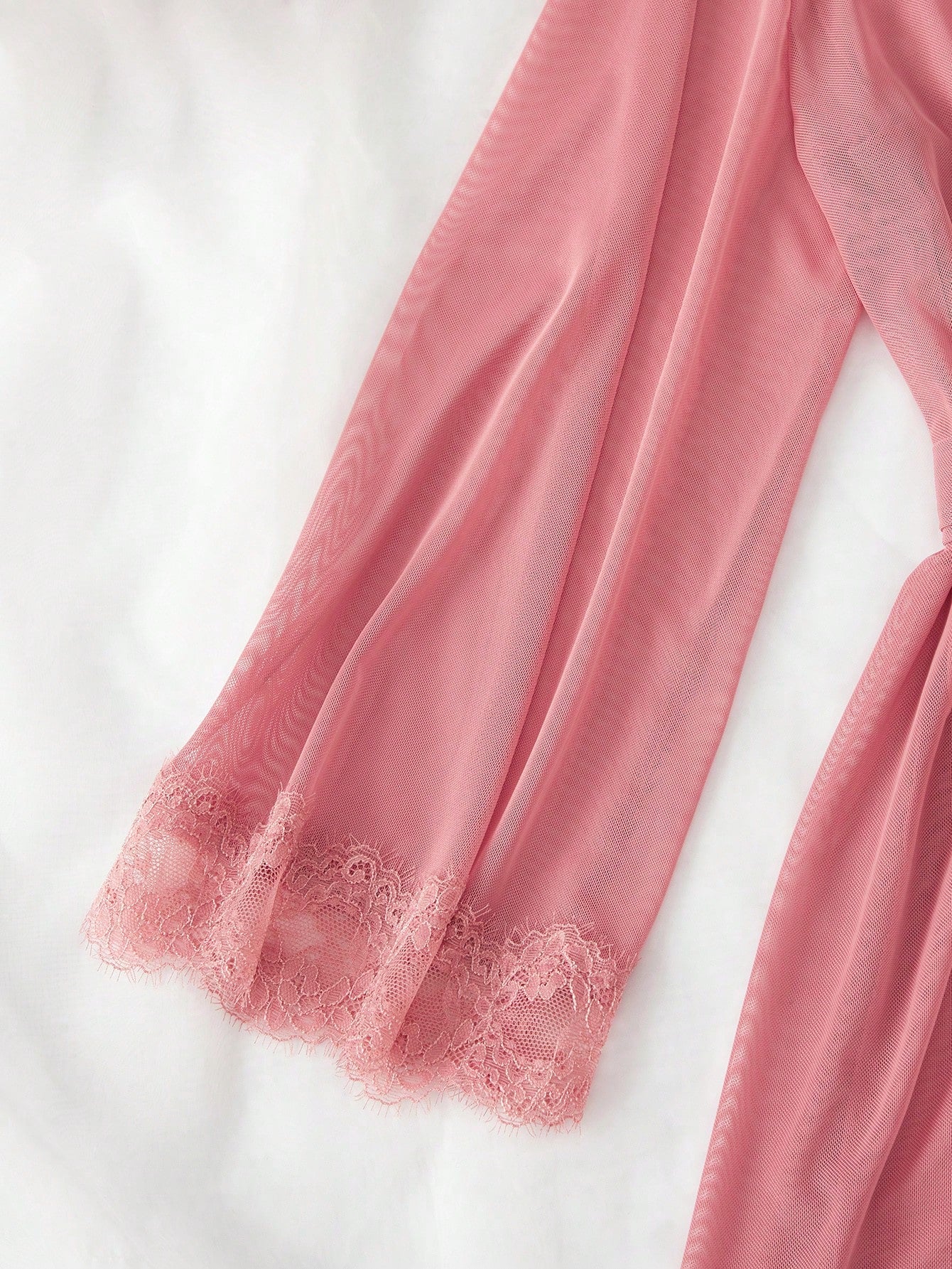 Contrast Lace Cami Top & Shorts & Robe PJ Set