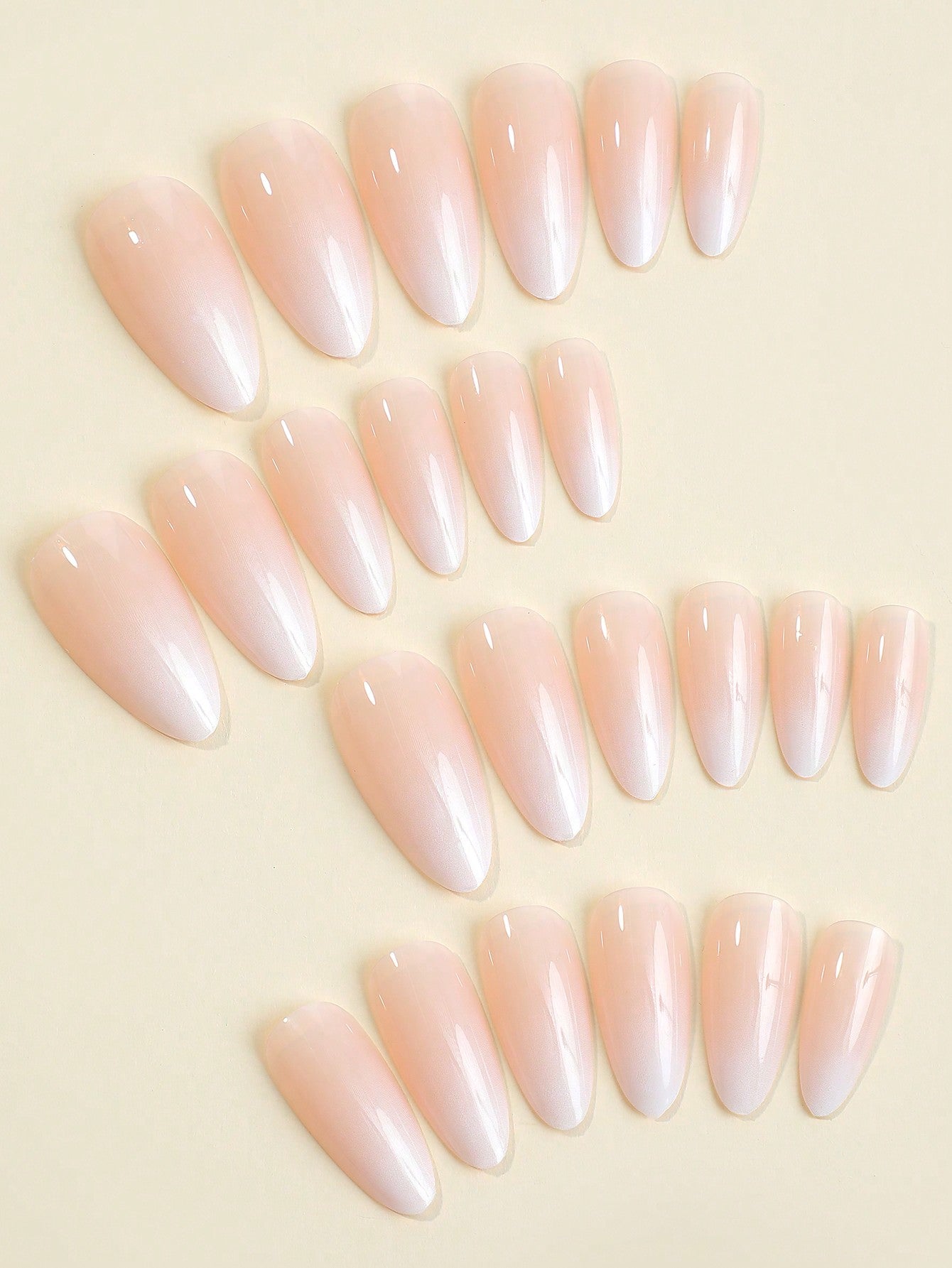 24Pcs/Set Long Almond Shaped Ombre French False Nail Tips with 1Pc Nail File and 1Pc Jelly Gel