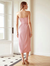MOTF PREMIUM STRAPLESS SIDE TWIST DRESS