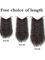 Synthetic Long Wave V-Shaped Hair Extension 4 Clips Hairpiece Heat Resistant Water Ripple Fake Hair Hairpiece for Women