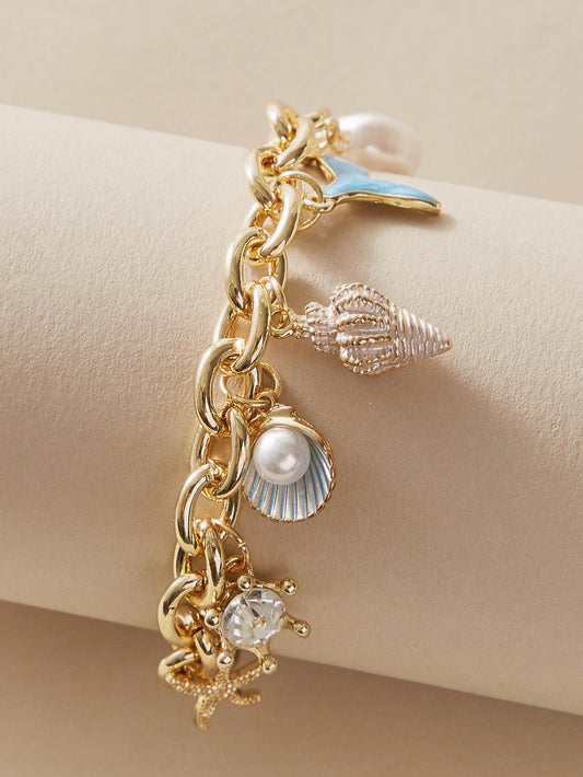 Starfish & Fish Tail Charm Bracelet