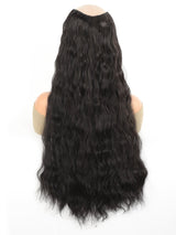 Synthetic Long Wave V-Shaped Hair Extension 4 Clips Hairpiece Heat Resistant Water Ripple Fake Hair Hairpiece for Women
