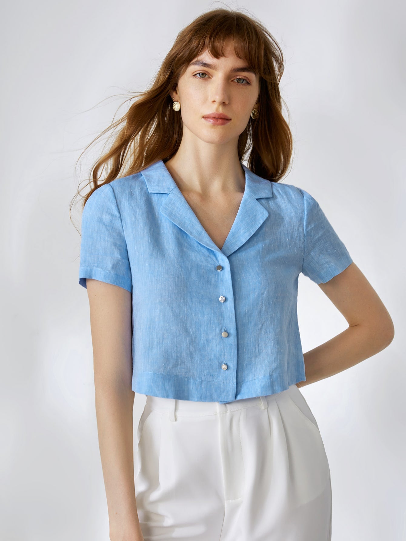 MOTF PREMIUM 100% LINEN CROPPED BLOUSE