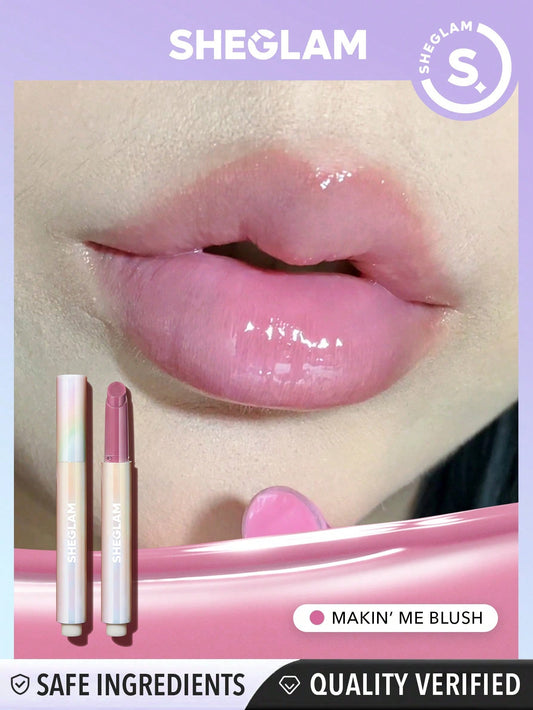 SHEGLAM Pout-Perfect Shine Lip Plumper-Makin' Me Blush Moisturizing Plumping Solid Lip Gloss Non-Stick Nourishing Lip Plumping Serum Coconut Oil Lipstick Lip Cosmetics Black Friday Sale Pink Lip Plumper