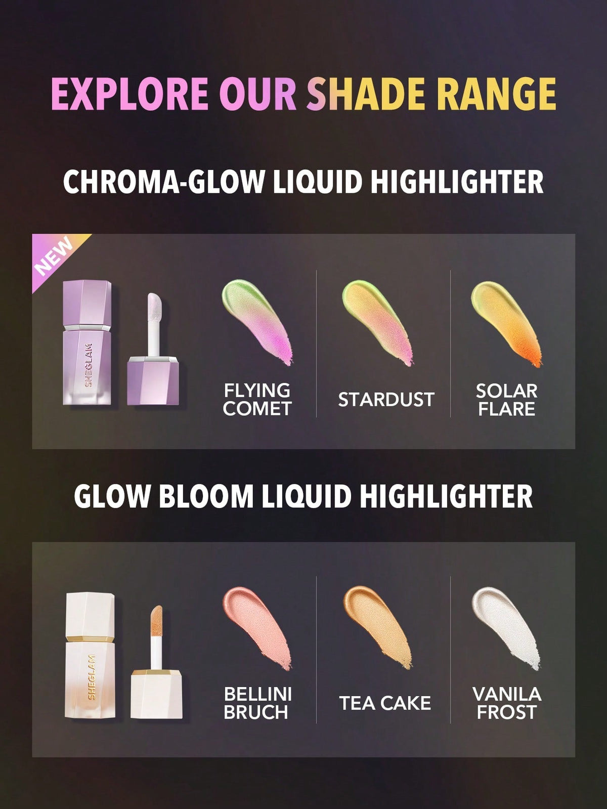 SHEGLAM Chroma-Glow Bloom Liquid Highlighter-Solar Flare Color Changing Gel Cream Multichrome Highlighter High-Shine Finish Long Wear Brightening Non-Caking Glow Highlighter Makeup Black Friday Winter Trending Y2K Gifts Highlighter
