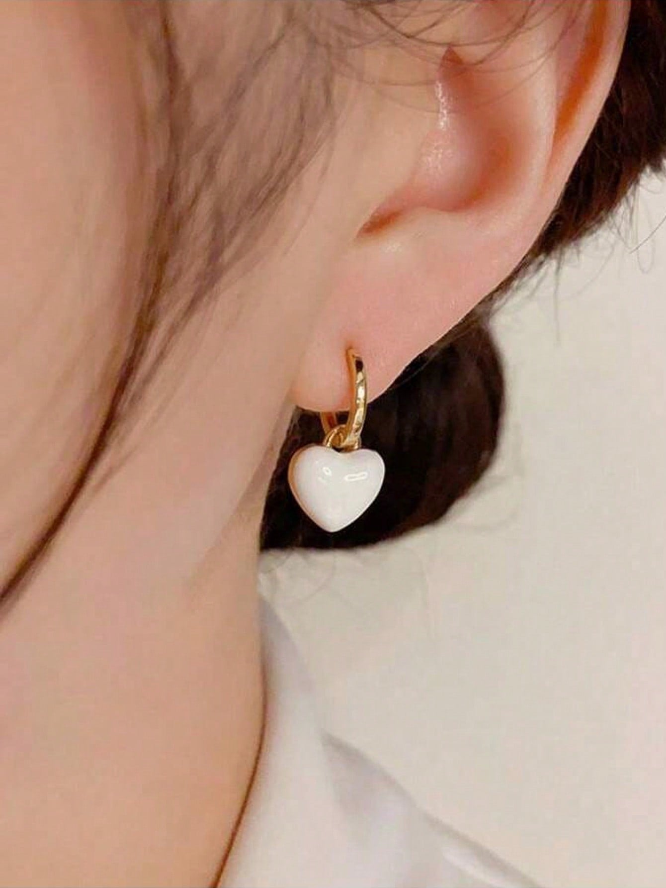 1Pair Fashion Zinc Alloy Heart Drop Earrings for Women for Daily Life