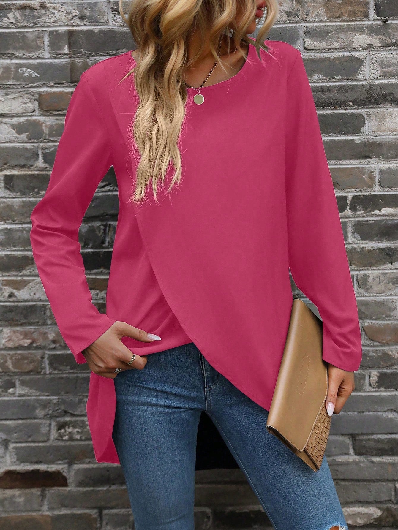 Solid Tulip Hem Blouse