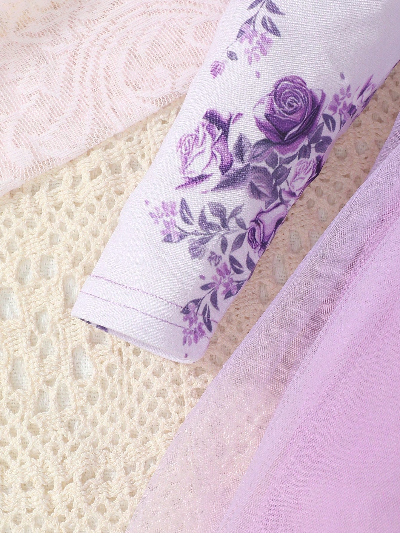 Baby Girl Floral Print Mesh Hem Dress