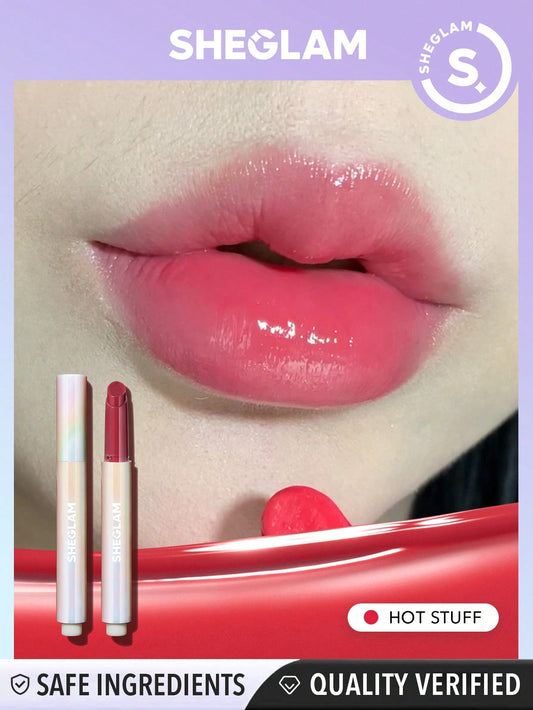 SHEGLAM Pout-Perfect Shine Lip Plumper-Hot Stuff Moisturizing Plumping Solid Lip Gloss Non-Stick Nourishing Lip Plumping Serum Coconut Oil Lipstick Lip Cosmetics Summer Vibe Lip Plumper