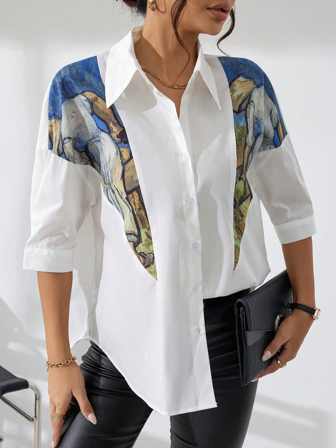 SHEIN Unity Graphic Print Drop Shoulder Shirt