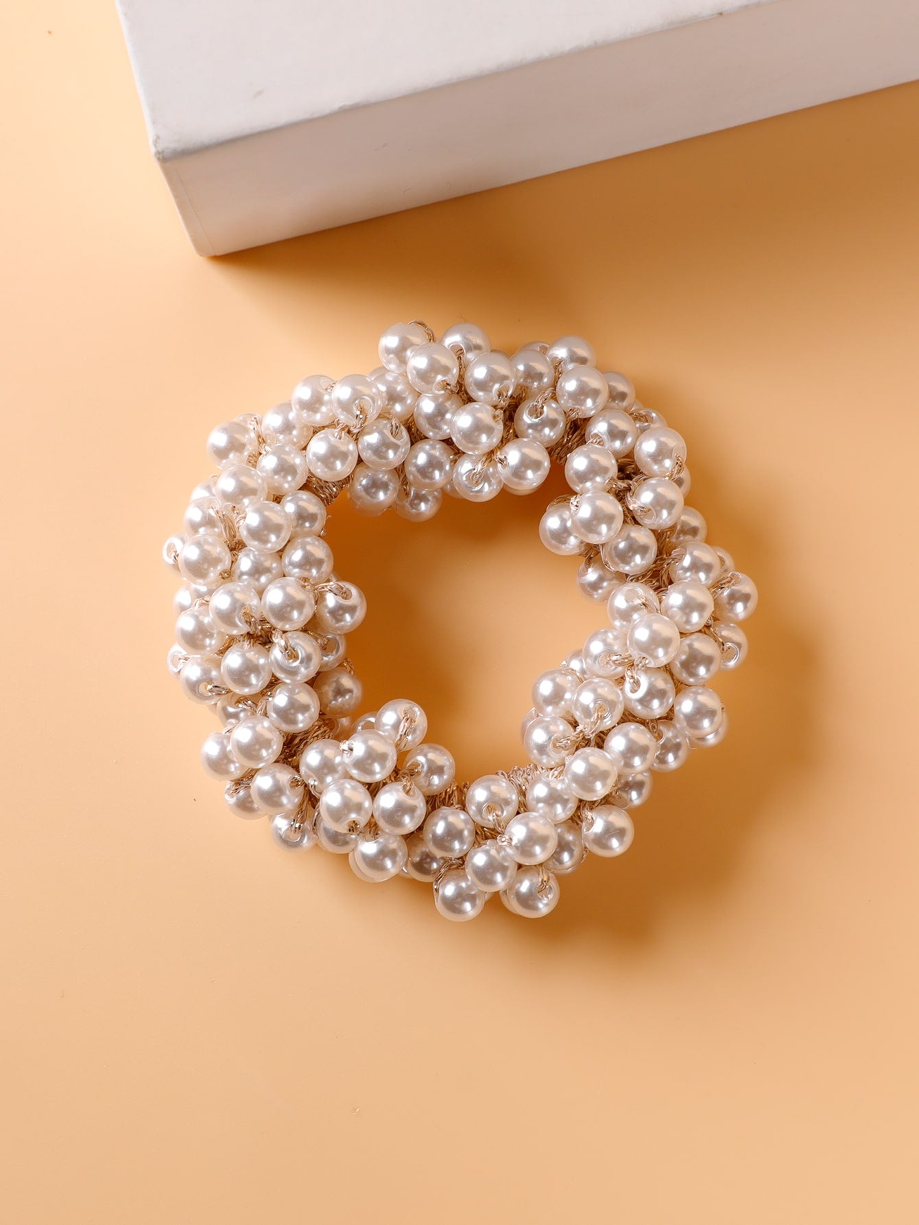 1Pc Faux Pearl Decor Hair Tie for Daily Casual Outing Wear