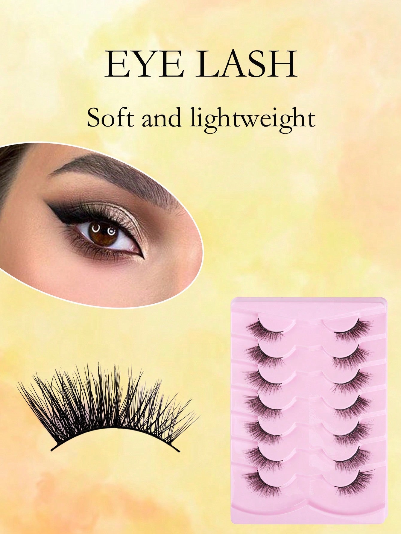 7 Pairs/Set Half Length 3D False Eyelashes, Artificial Mink, Natural Cross Laying & Messy Cat Eye Makeup