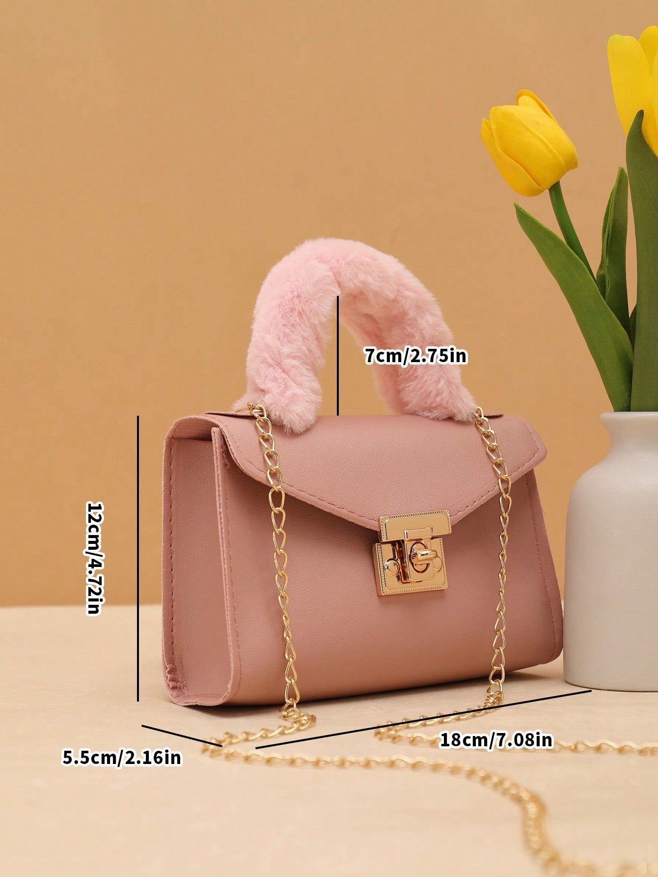 Chain Tassel Wristlet and Handheld Mini Square Bag