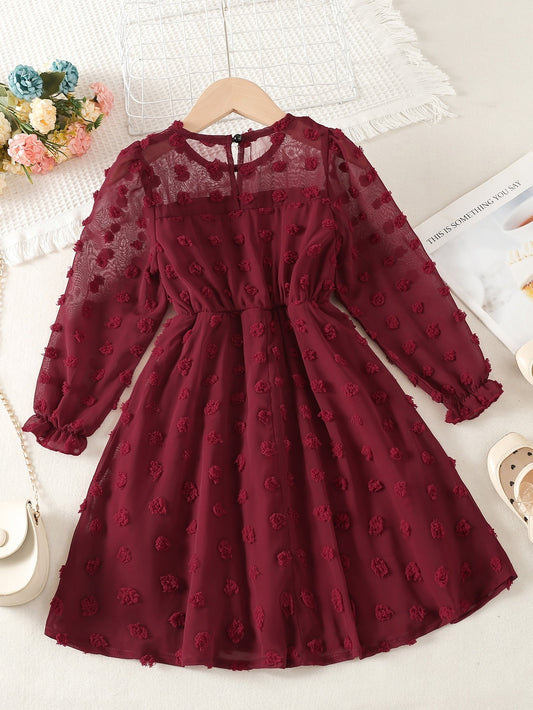 SHEIN Kids EVRYDAY Toddler Girls Swiss Dot Flounce Sleeve Dress