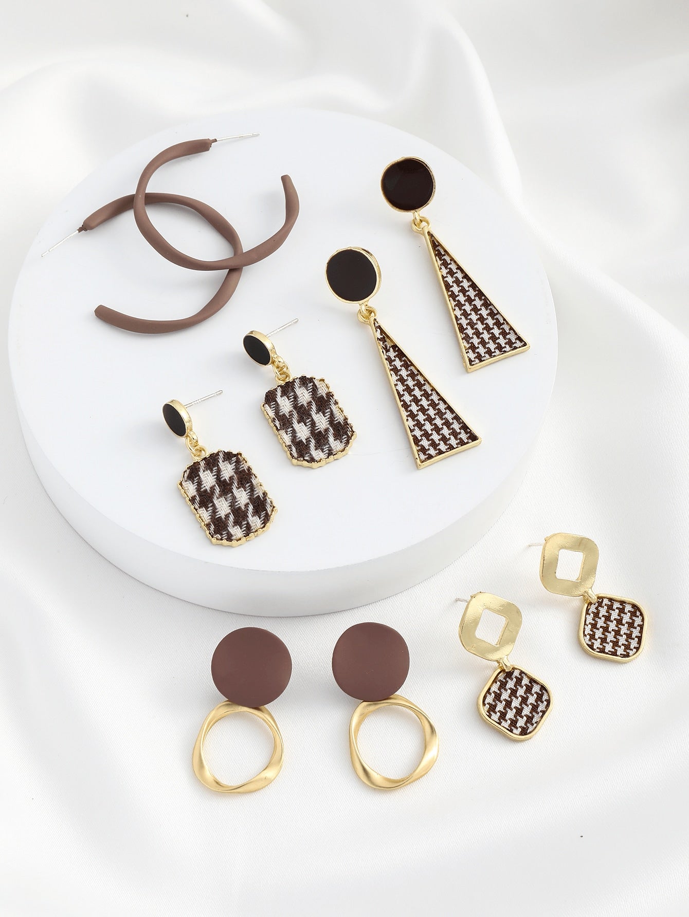 5Pairs Stylish Alloy Geometric Irregular Earrings Set Suitable for Women'S Party, Banquet, Date, Festival and Gift