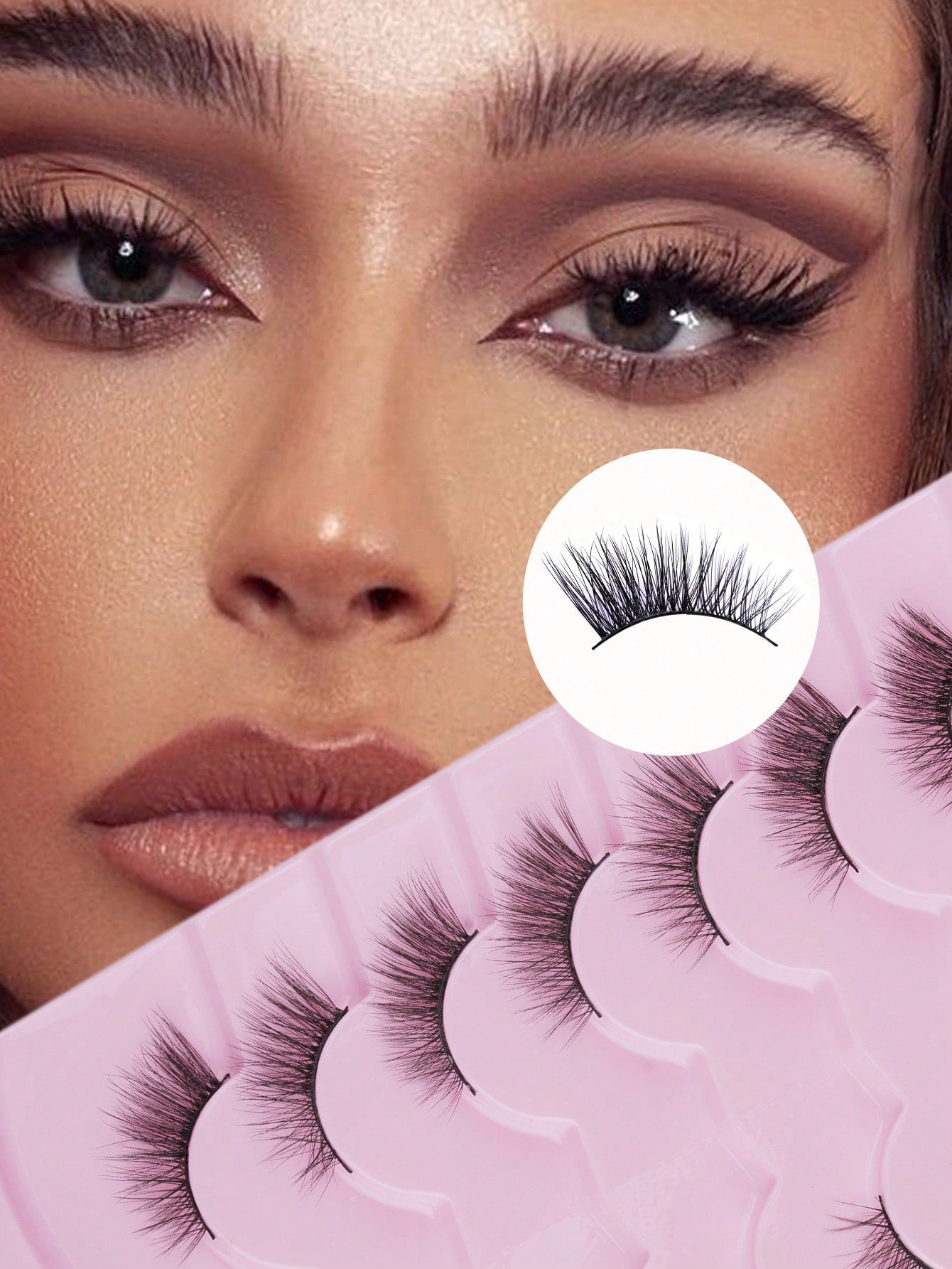7 Pairs/Set Half Length 3D False Eyelashes, Artificial Mink, Natural Cross Laying & Messy Cat Eye Makeup