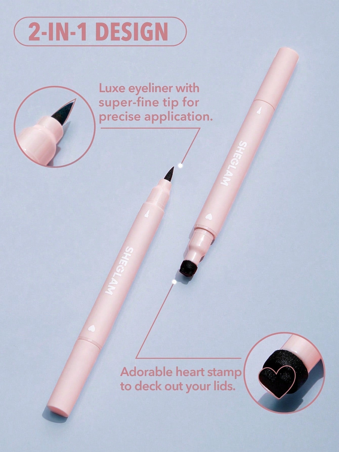 SHEGLAM Heart Eyes 2-In-1 Stamp Eyeliner Waterproof Liquid Eyeliner Seal in Heart Shape Smudge-Proof Long Lasting Ultra-Fine Eyeliner Black Friday Winter Y2K Eyeliner