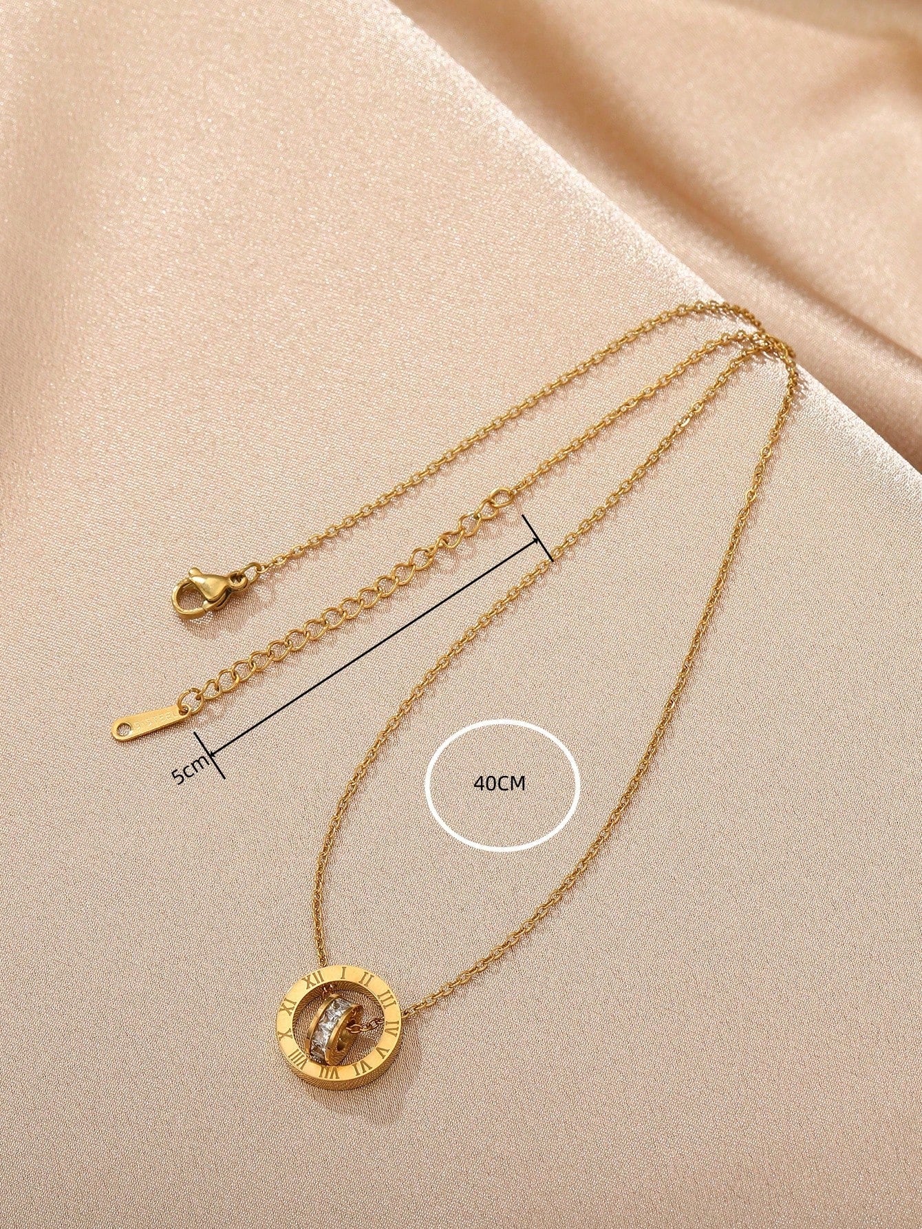 1Pc Fashion Stainless Steel Number Detail Circle Pendant Necklace for Women for Daily Decoration