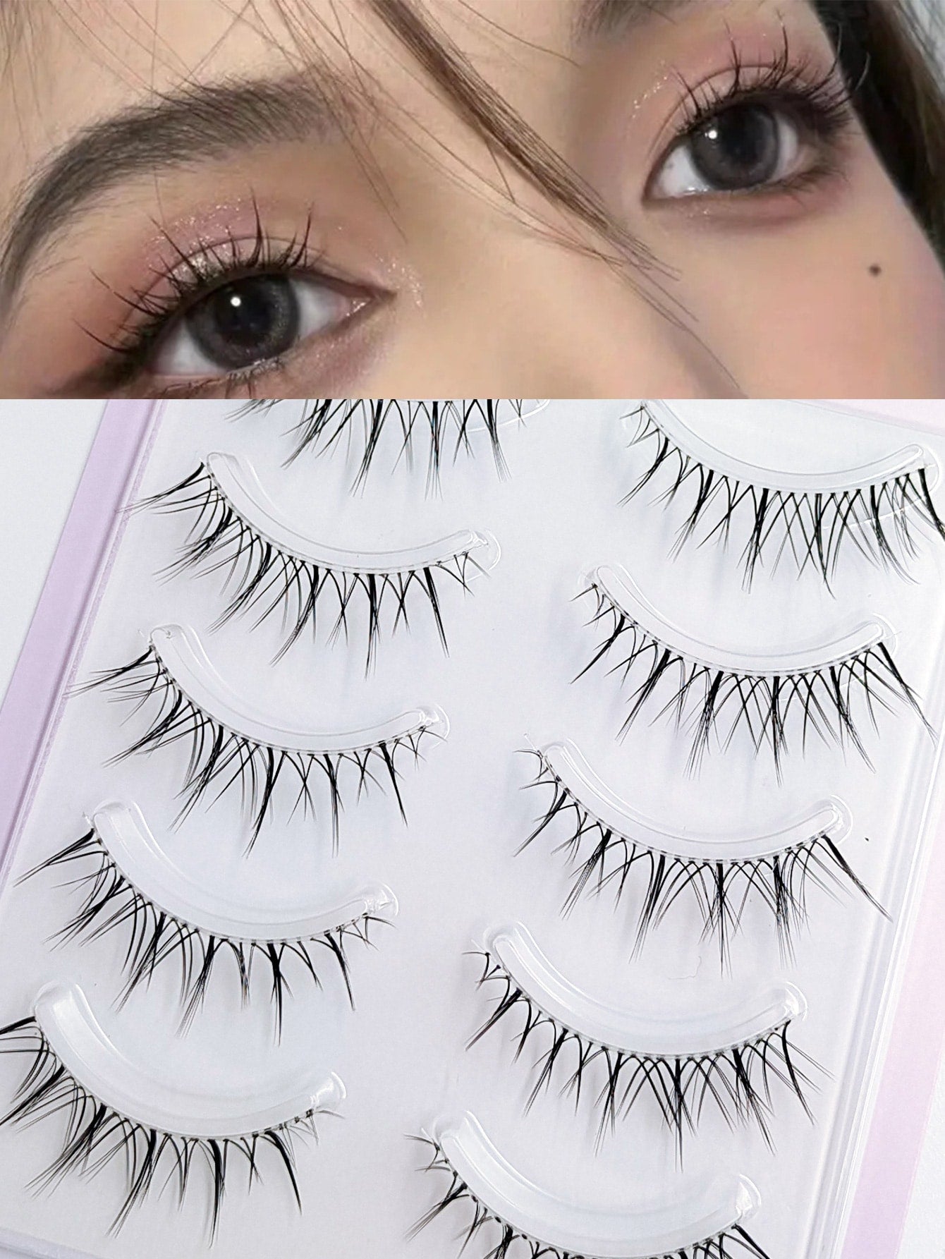 5 Pairs Manga False Eyelashes Transparent Stem Cross False Eyelashes Lashes Extensions Manga Anime Makeup Beauty Cosmetic