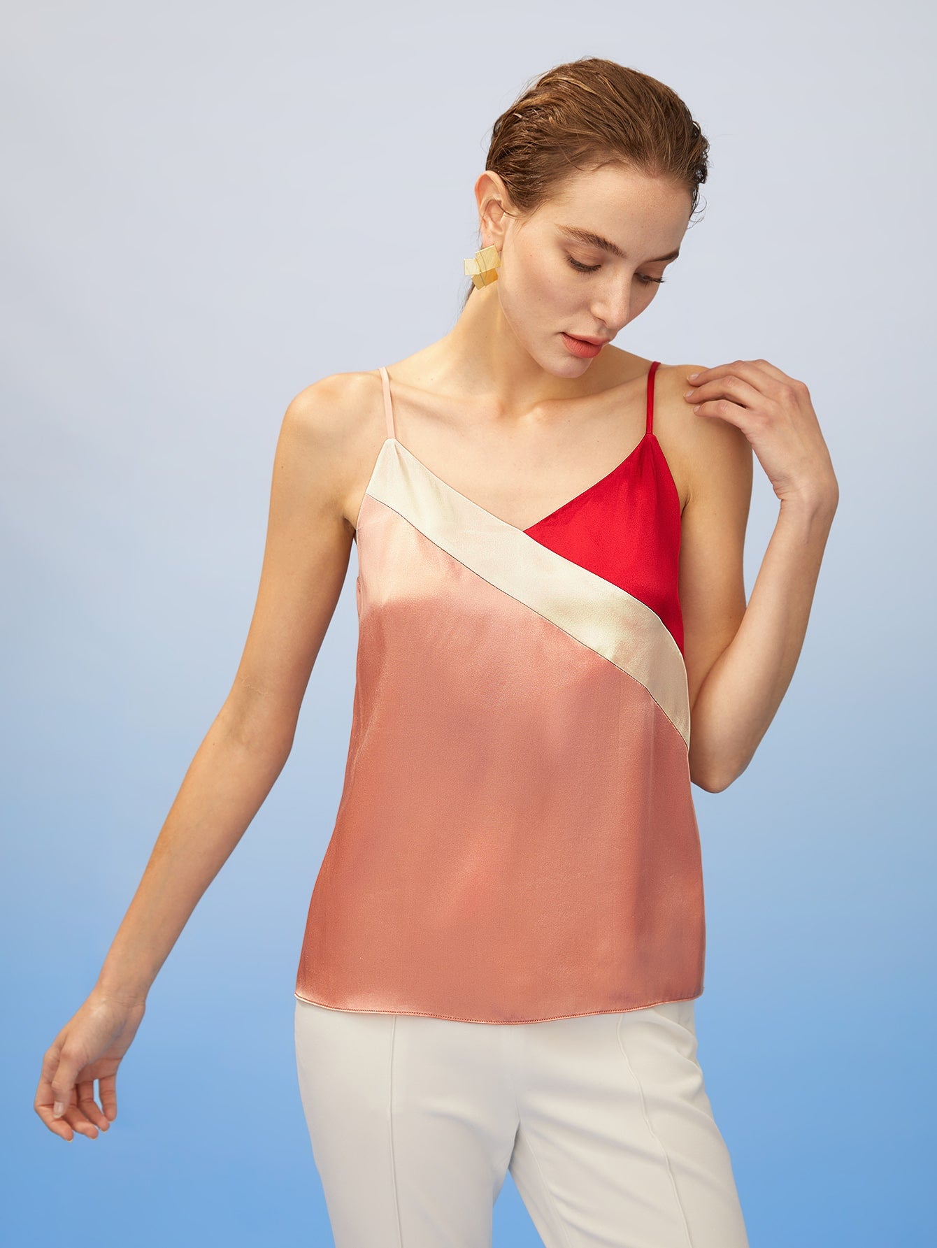 MOTF PREMIUM PURE SILK COLORBLOCK CAMI TOP