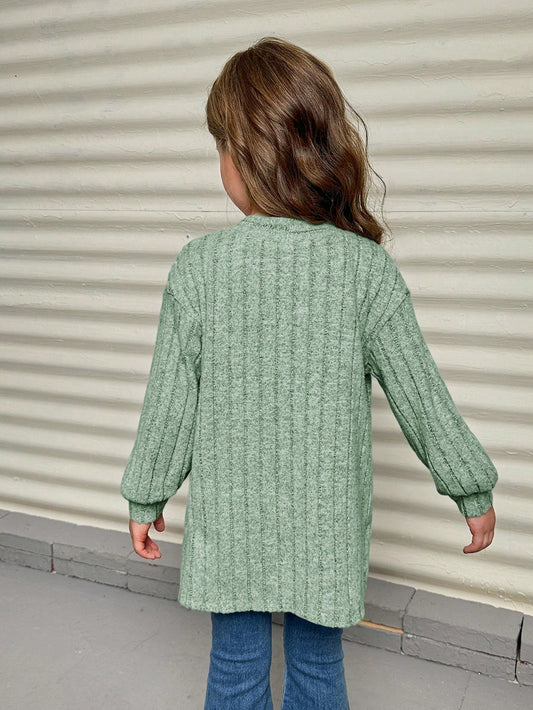SHEIN Young Girl Drop Shoulder Open Front Coat