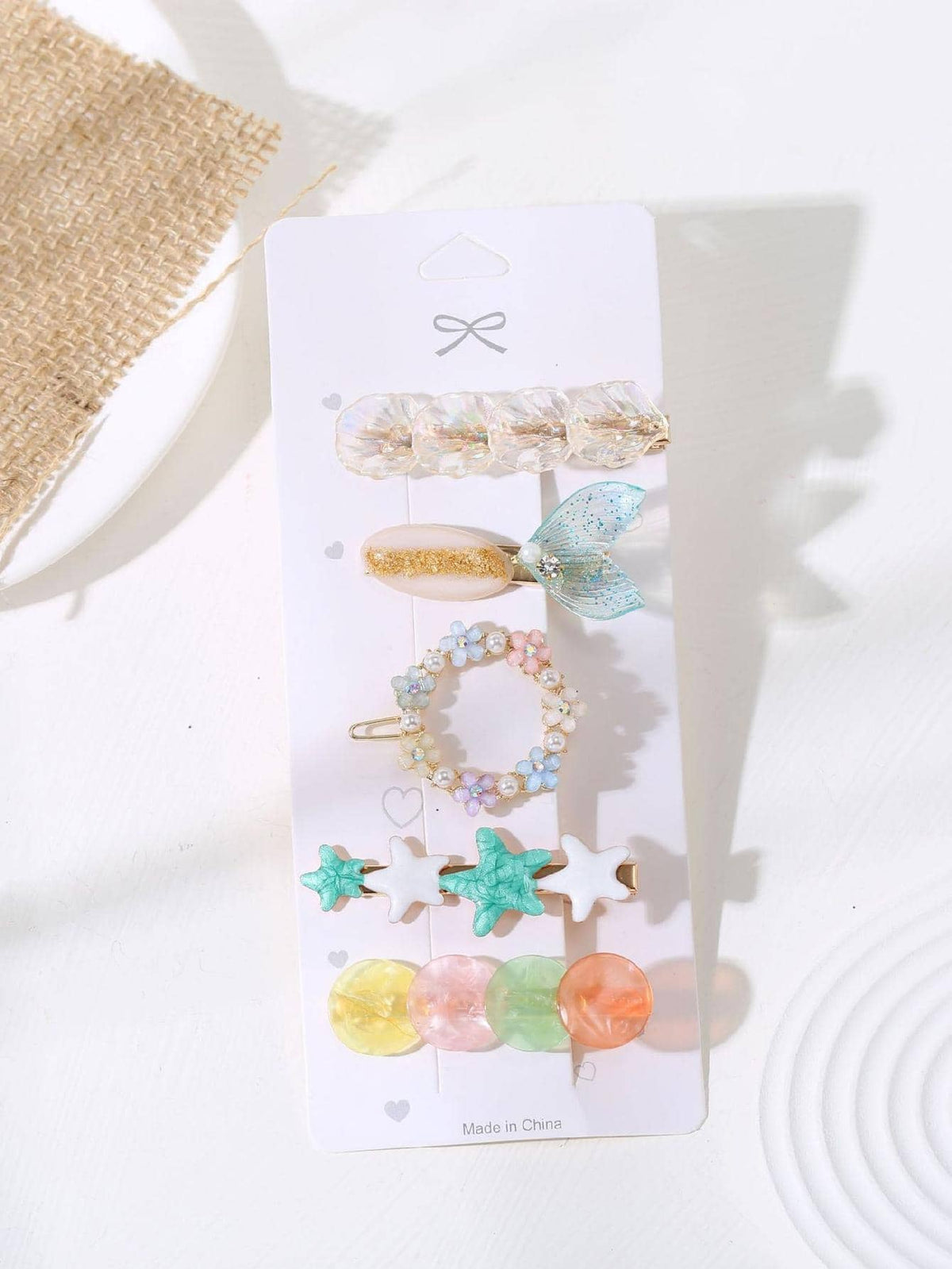 5Pcs Starfish & Shell Decor Hair Clip