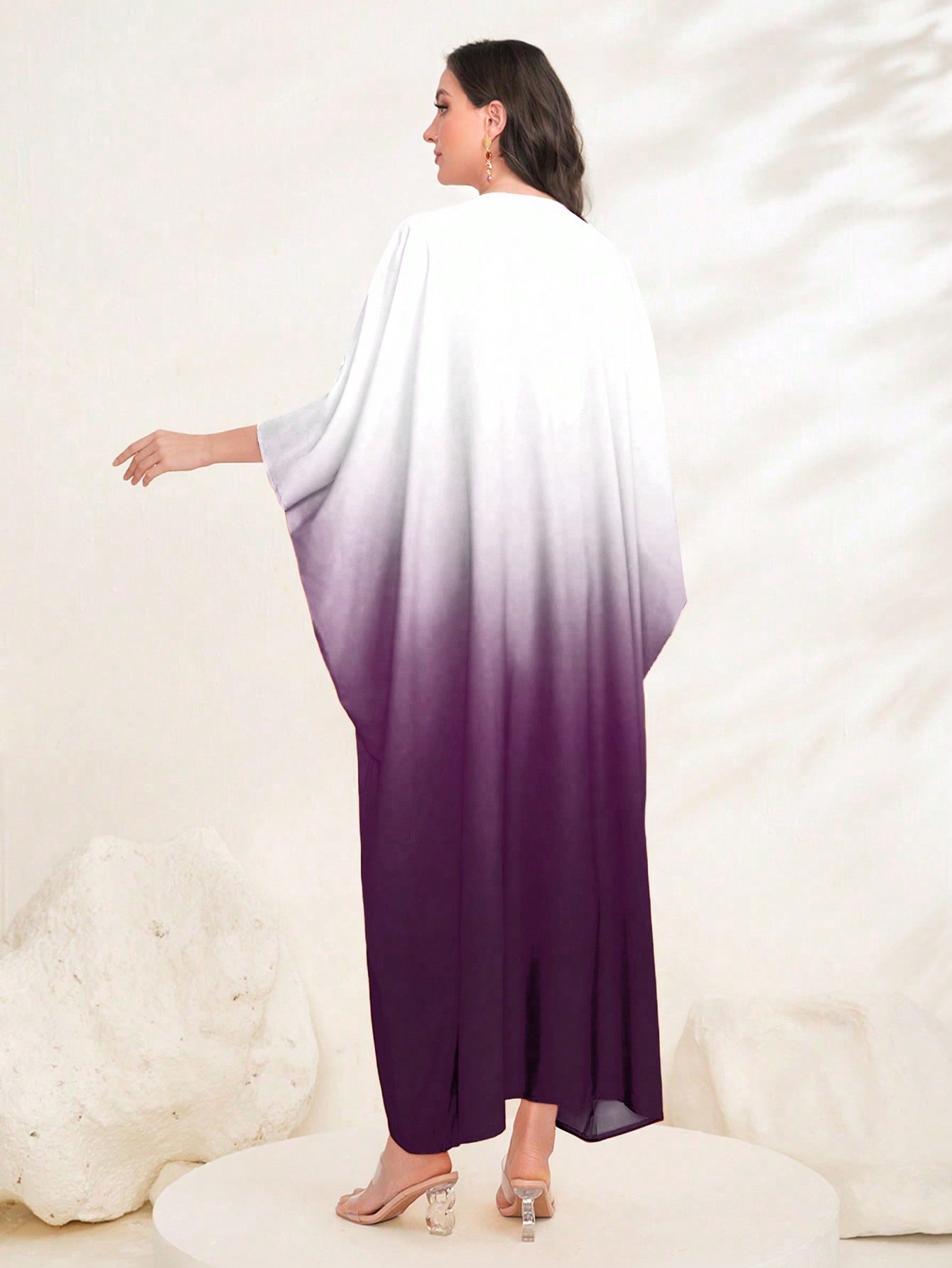 SHEIN Najma Women'S Ombre Batwing Sleeve Turkish Long Shirt