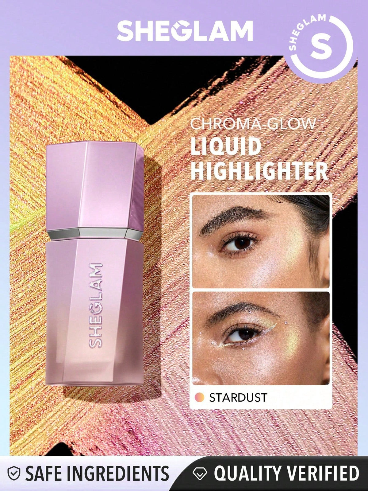 SHEGLAM Chroma-Glow Bloom Liquid Highlighter-Solar Flare Color Changing Gel Cream Multichrome Highlighter High-Shine Finish Long Wear Brightening Non-Caking Glow Highlighter Makeup Black Friday Winter Trending Y2K Gifts Highlighter