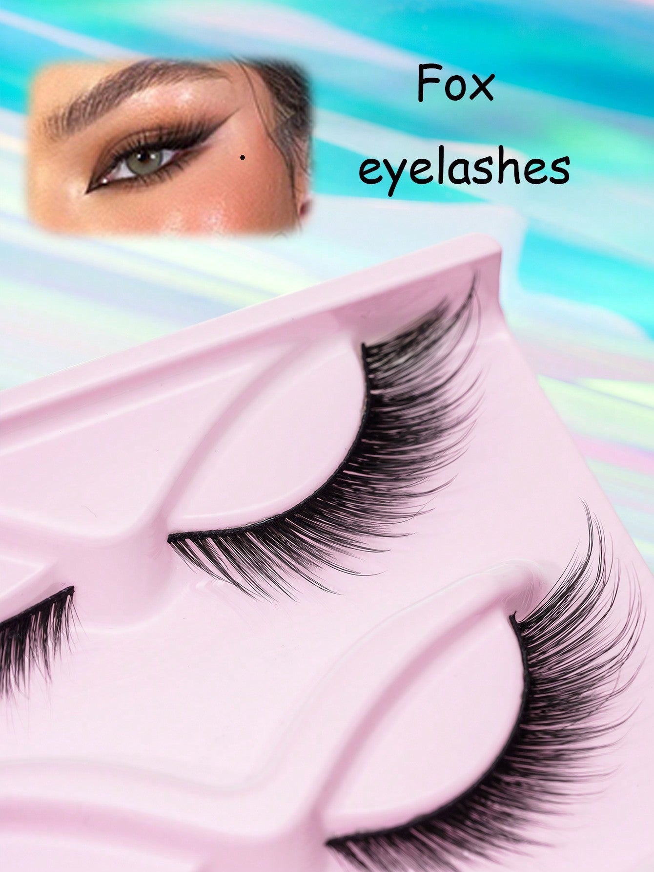 5 Pairs of Slender Long Curly Fox Eye Manga Lashes Eyetail Elongated False Eyelashes 16Mm